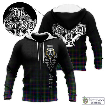 Malcolm Tartan Knitted Hoodie Featuring Alba Gu Brath Family Crest Celtic Inspired