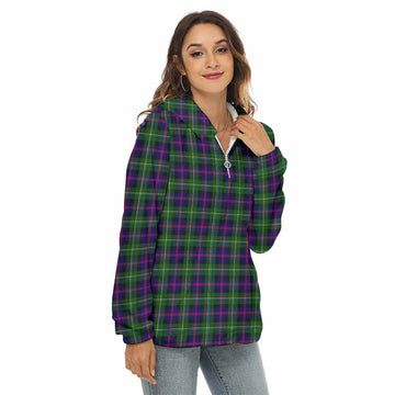 Tartan Vibes Clothing Malcolm Tartan Women's Borg  Half Zip Fleece Hoodie