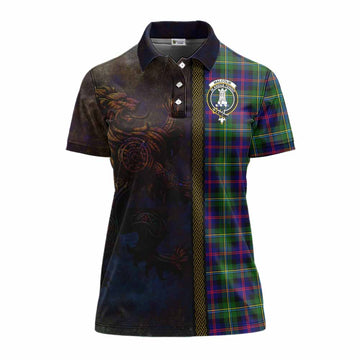 Malcolm Tartan Family Crest Women's Polo Shirt Alba Gu Brath Be Brave Lion Ancient Style