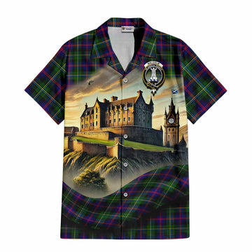 Malcolm Tartan Family Crest Hawaiian Shirt with Scottish Ancient Castle Style