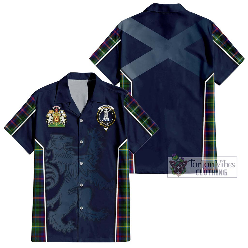 Malcolm Tartan Short Sleeve Button Shirt with Family Crest and Lion Rampant Vibes Sport Style Kid - Tartan Vibes Clothing