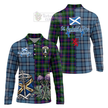 Tartan Vibes Clothing Malcolm Tartan Long Sleeve Polo Shirt Happy St. Andrew's Day Half Tartan Style