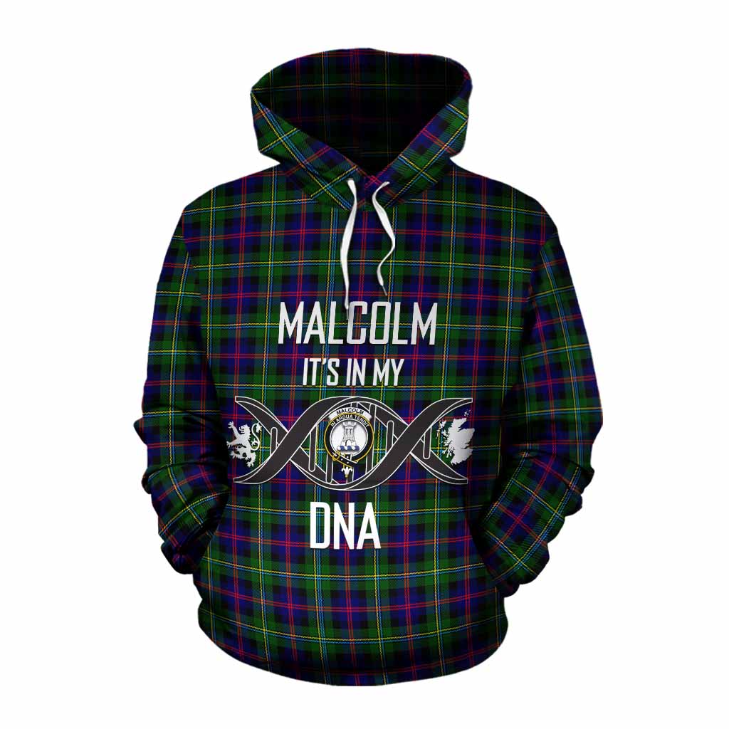 Tartan Vibes Clothing Malcolm Tartan Cotton Hoodie with Family Crest DNA In Me Style