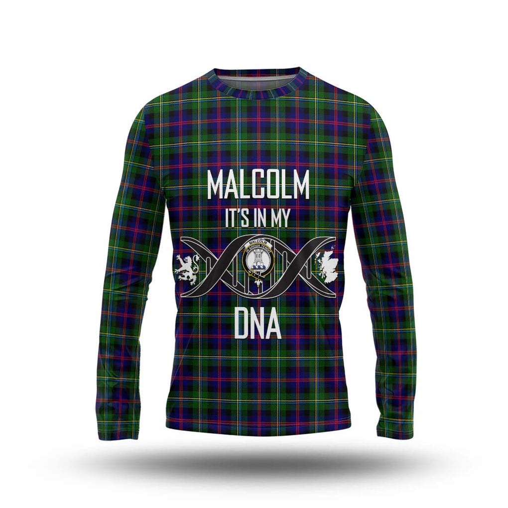 Malcolm Tartan Long Sleeve T-Shirt with Family Crest DNA In Me Style Unisex - Tartanvibesclothing Shop