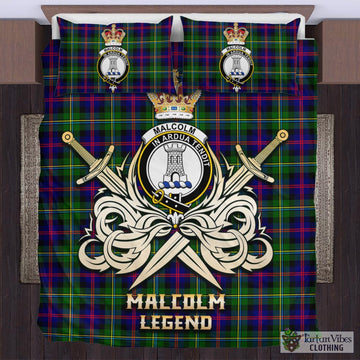 Malcolm Tartan Bedding Set with Clan Crest and the Golden Sword of Courageous Legacy