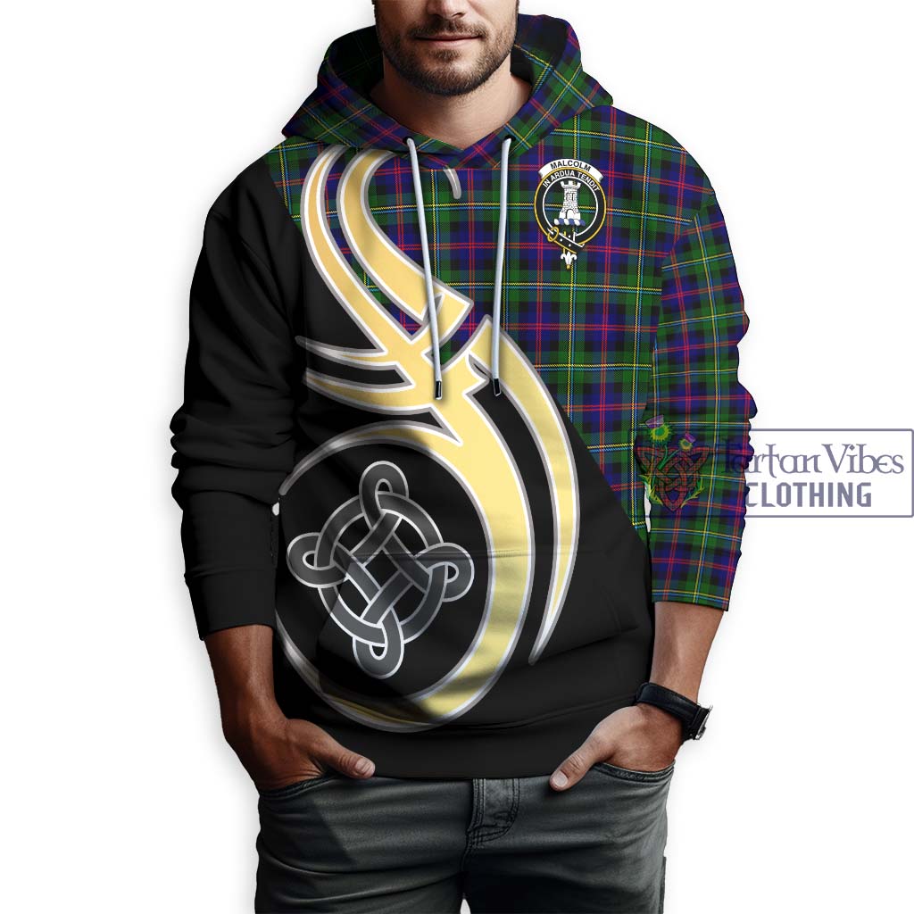 Malcolm Tartan Hoodie with Family Crest and Celtic Symbol Style Zip Hoodie - Tartan Vibes Clothing