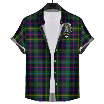 Malcolm Tartan Short Sleeve Button Down Shirt with Family Crest