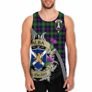 Malcolm Tartan Family Crest Men's Tank Top Lion Rampant Royal Thistle Shield Celtic Inspired