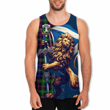 Malcolm Tartan Family Crest Men's Tank Top with Scottish Majestic Lion