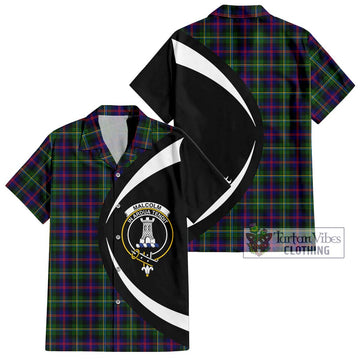 Malcolm Tartan Hawaiian Shirt with Family Crest Circle Style