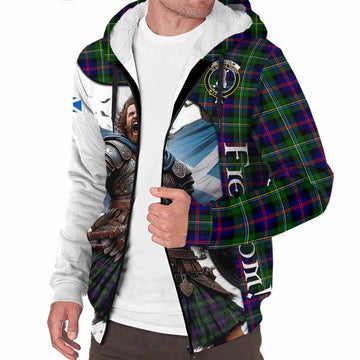 Malcolm Crest Tartan Sherpa Hoodie Inspired by the Freedom of Scottish Warrior
