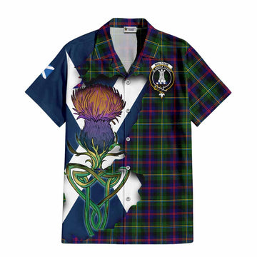 Malcolm Tartan Family Crest Hawaiian Shirt Scottish Thistle Celtic Inspired