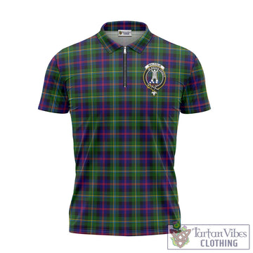 Malcolm Tartan Zipper Polo Shirt with Family Crest