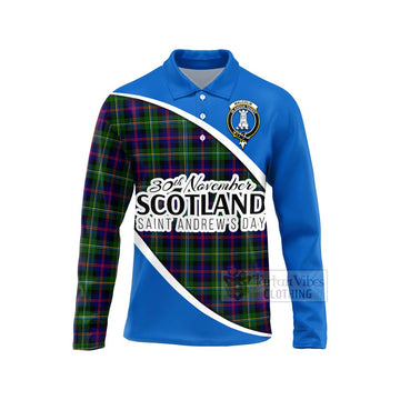 Tartan Vibes Clothing Malcolm Family Crest Tartan Long Sleeve Polo Shirt Celebrate Saint Andrew's Day in Style