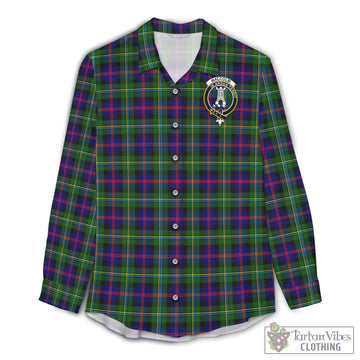 Malcolm Tartan Women's Casual Shirt with Family Crest