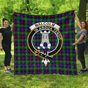 Malcolm Tartan Quilt with Family Crest
