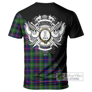 Malcolm Tartan T-Shirt with Family Crest and Military Logo Style
