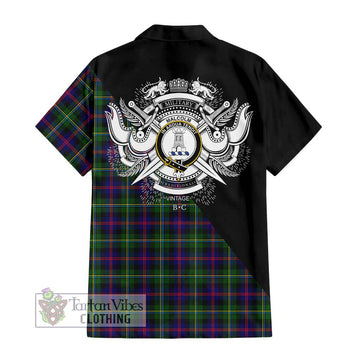 Malcolm Tartan Hawaiian Shirt with Family Crest and Military Logo Style