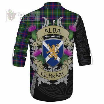 Tartan Vibes Clothing Malcolm Tartan Family Crest Ghillie Kilt Shirt Lion Rampant Royal Thistle Shield Celtic Inspired