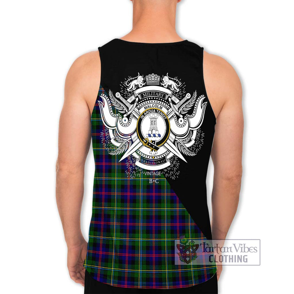 Malcolm Tartan Men's Tank Top with Family Crest and Military Logo Style - Tartanvibesclothing Shop