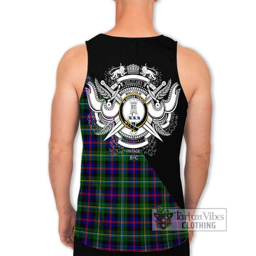 Malcolm Tartan Men's Tank Top with Family Crest and Military Logo Style