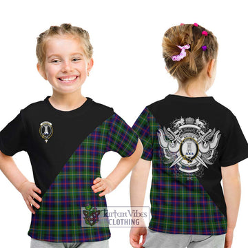 Malcolm Tartan Kid T-Shirt with Family Crest and Military Logo Style