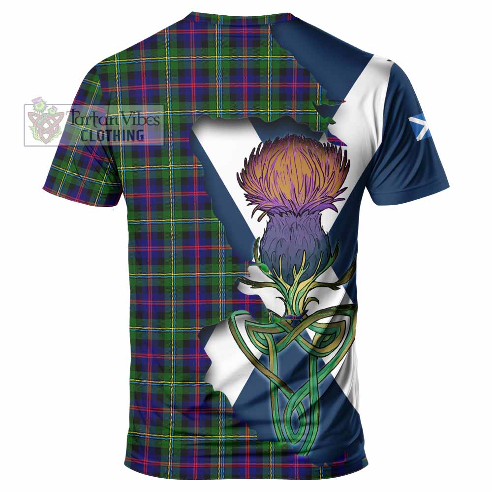 Tartan Vibes Clothing Malcolm Tartan Family Crest T-Shirt Scottish Thistle Celtic Inspired