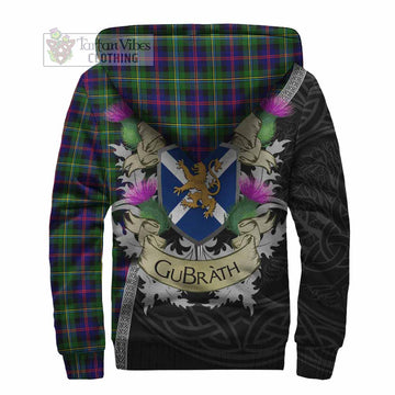 Malcolm Tartan Family Crest Sherpa Hoodie Lion Rampant Royal Thistle Shield Celtic Inspired