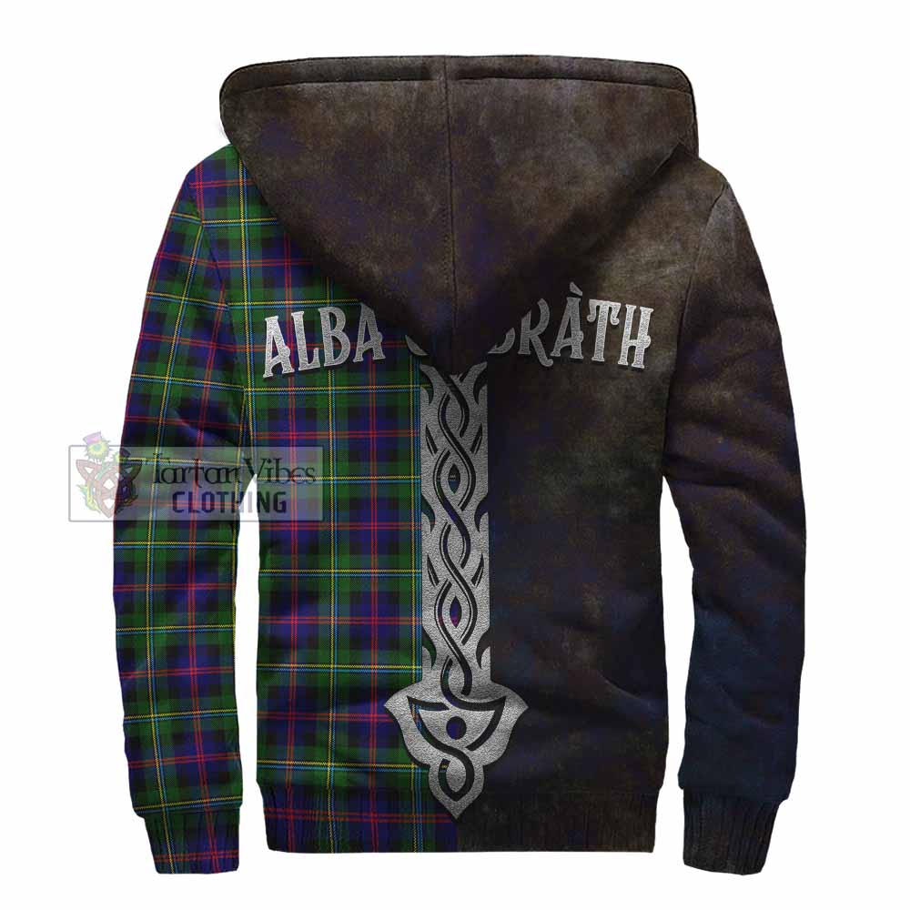 Tartan Vibes Clothing Malcolm Tartan Family Crest Sherpa Hoodie Alba Gu Brath Be Brave Lion Ancient Style