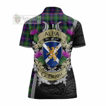 Malcolm Tartan Family Crest Women's Polo Shirt Lion Rampant Royal Thistle Shield Celtic Inspired