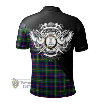 Malcolm Tartan Polo Shirt with Family Crest and Military Logo Style