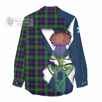 Tartan Vibes Clothing Malcolm Tartan Family Crest Women's Casual Shirt Scottish Thistle Celtic Inspired