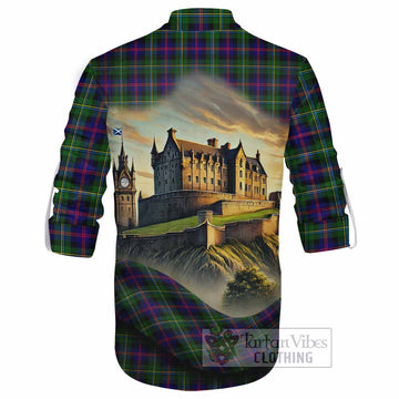 Tartan Vibes Clothing Malcolm Tartan Family Crest Ghillie Kilt Shirt with Scottish Ancient Castle Style