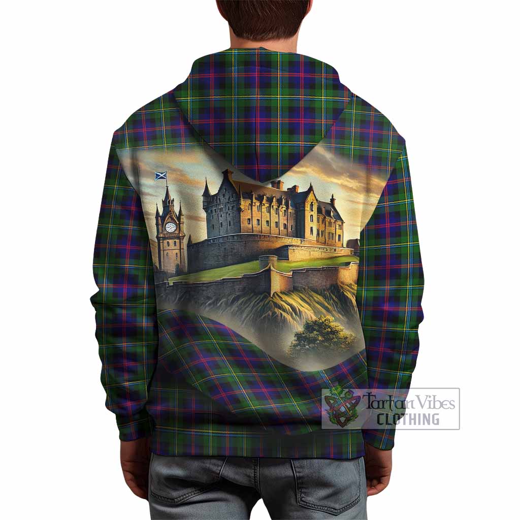Tartan Vibes Clothing Malcolm Tartan Family Crest Hoodie with Scottish Ancient Castle Style