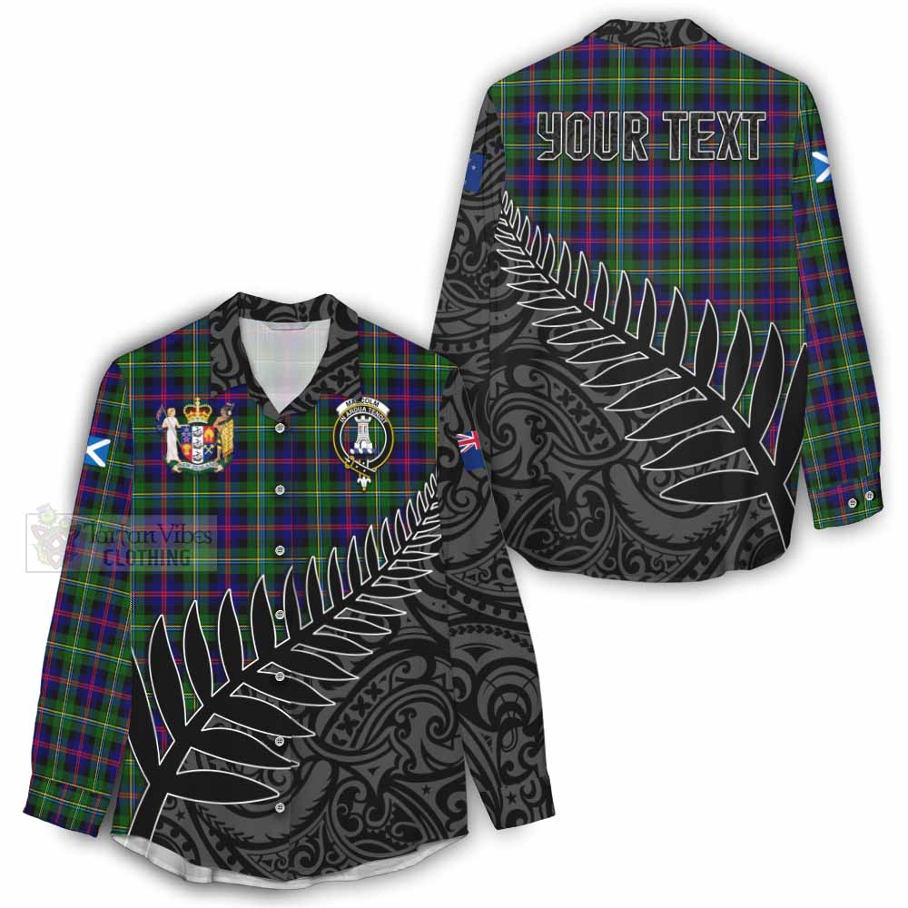 Tartan Vibes Clothing Malcolm Crest Tartan Women's Casual Shirt with New Zealand Silver Fern Half Style