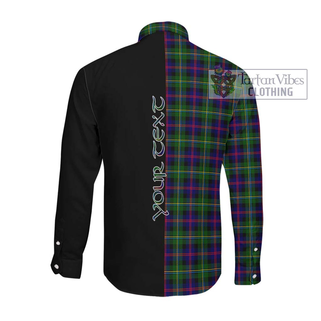 Malcolm Tartan Long Sleeve Button Shirt with Family Crest and Half Of Me Style Men's Shirt - Tartan Vibes Clothing