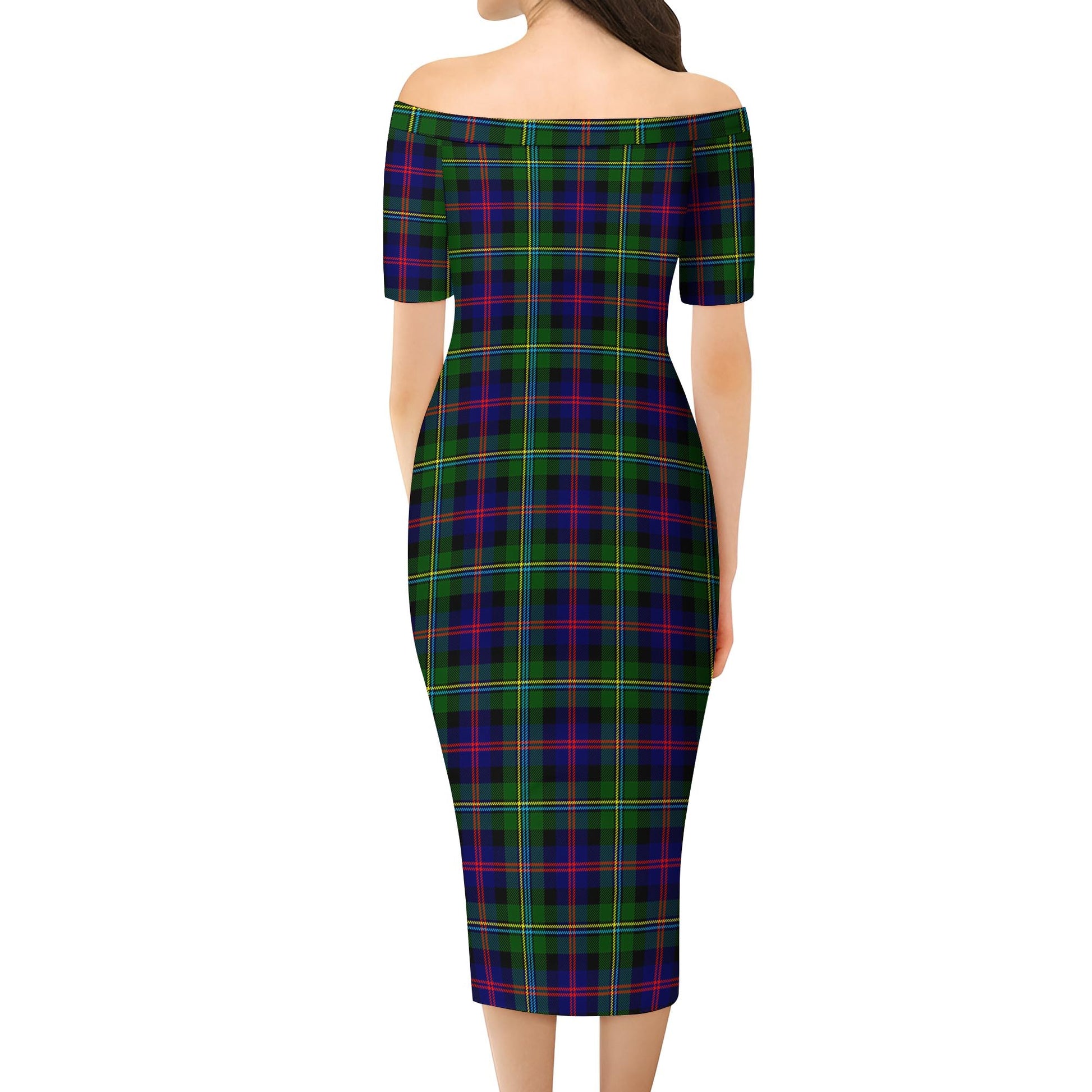 Malcolm Tartan Off Shoulder Lady Dress - Tartanvibesclothing