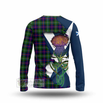 Tartan Vibes Clothing Malcolm Tartan Family Crest Long Sleeve T-Shirt Scottish Thistle Celtic Inspired