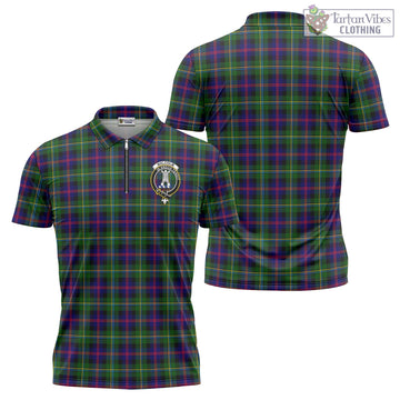 Malcolm Tartan Zipper Polo Shirt with Family Crest