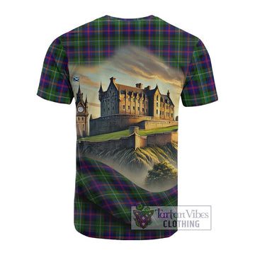 Tartan Vibes Clothing Malcolm Tartan Family Crest Cotton T-shirt with Scottish Ancient Castle Style