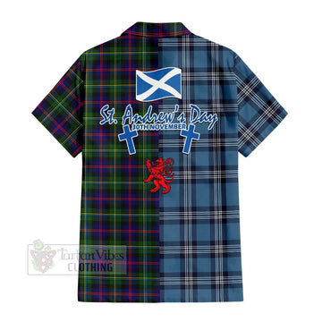 Malcolm Tartan Hawaiian Shirt Happy St. Andrew's Day Half Tartan Style
