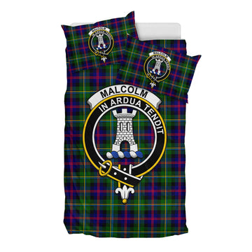Malcolm Tartan Bedding Set with Family Crest