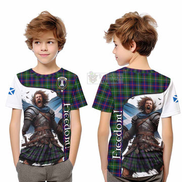 Malcolm Crest Tartan Kid T-Shirt Inspired by the Freedom of Scottish Warrior