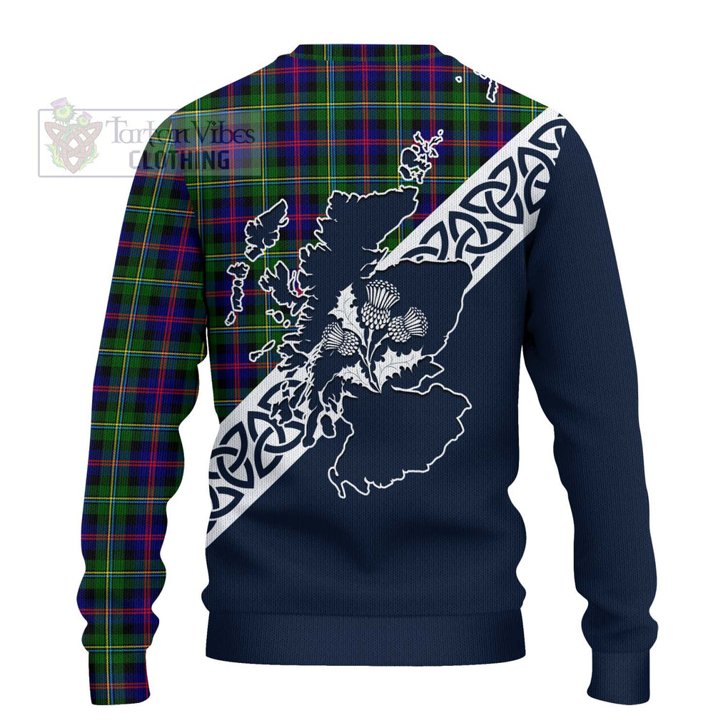 Tartan Vibes Clothing Malcolm Tartan Knitted Sweater Featuring Thistle and Scotland Map