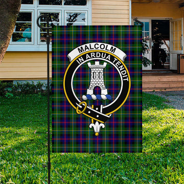 Malcolm Tartan Flag with Family Crest