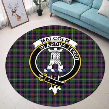 malcolm-tartan-round-rug-with-family-crest