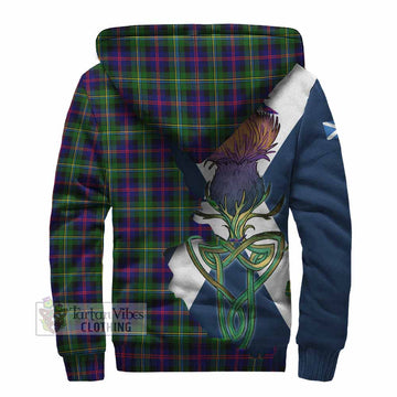 Malcolm Tartan Family Crest Sherpa Hoodie Scottish Thistle Celtic Inspired