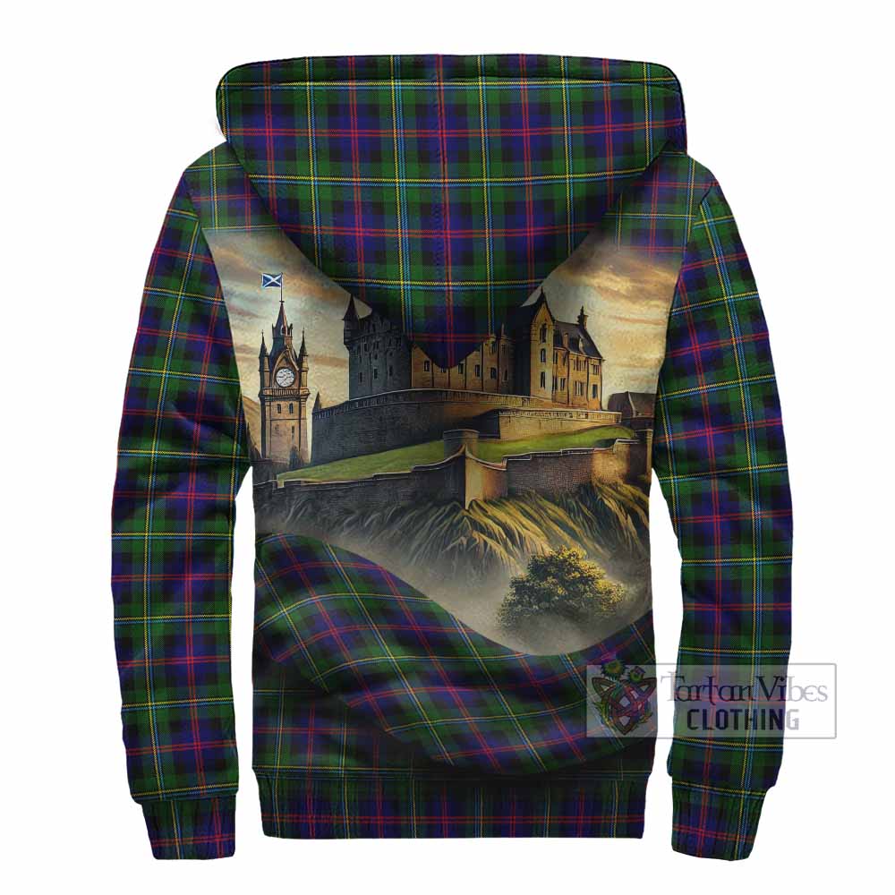 Tartan Vibes Clothing Malcolm Tartan Family Crest Sherpa Hoodie with Scottish Ancient Castle Style