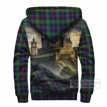 Malcolm Tartan Family Crest Sherpa Hoodie with Scottish Ancient Castle Style