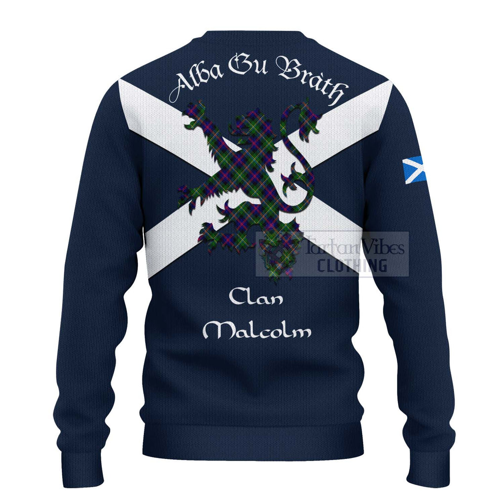 Tartan Vibes Clothing Malcolm Tartan Lion Rampant Knitted Sweater – Proudly Display Your Heritage with Alba Gu Brath and Clan Name